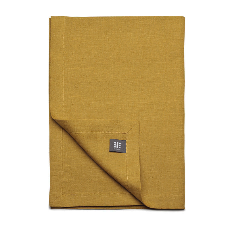 Pure Linen Cross Runner - Rustic Yellow | Teroforma
