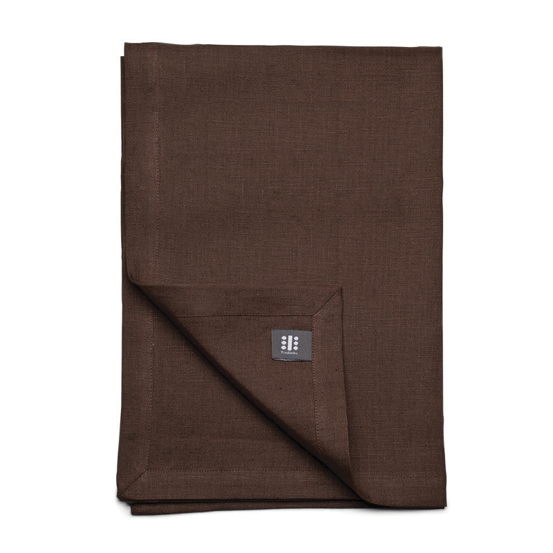 Pure Linen Cross Runner - Deep Brown | Teroforma